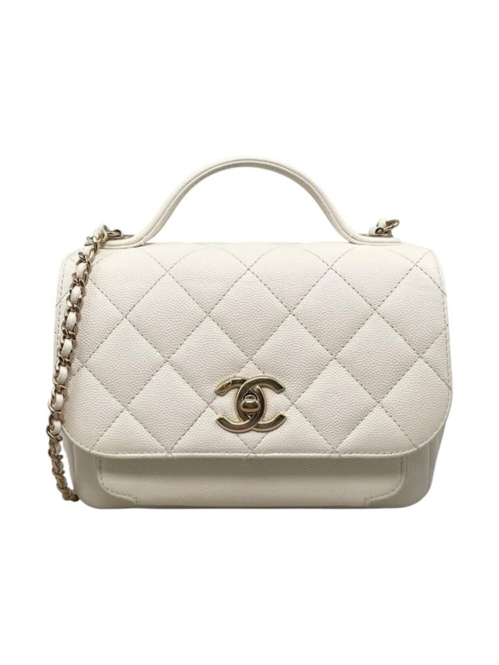 Chanel Shoulder Bag Business Affinity Chain Quilted Caviar Leather CC Logo